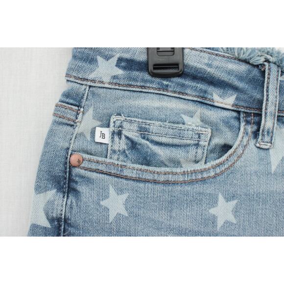 New Judy Blue Jeans Women 15/32 Blue Denim Shining Star Print Cropped Straight - Picture 5 of 13